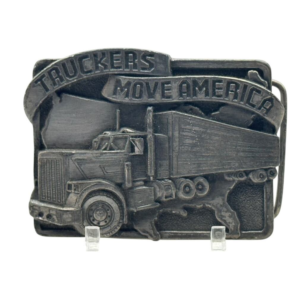 1983 Siskiyou Z-27 Truckers Move America Semi Truck Belt Buckle Silver Tone USA